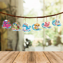 Load image into Gallery viewer, 6Pcs Acrylic Double Sided Summer Surf Animals Keyring Diamond Painting Keyring
