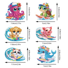 Load image into Gallery viewer, 6Pcs Acrylic Double Sided Summer Surf Animals Keyring Diamond Painting Keyring
