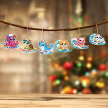 Load image into Gallery viewer, 6Pcs Acrylic Double Sided Summer Surf Animals Keyring Diamond Painting Keyring
