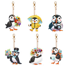 Load image into Gallery viewer, 6Pcs Acrylic Double Sided Rainy Summer Puffin Keyring Diamond Painting Keyring
