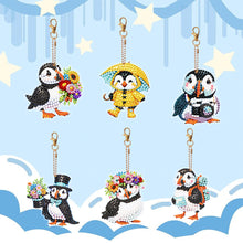 Load image into Gallery viewer, 6Pcs Acrylic Double Sided Rainy Summer Puffin Keyring Diamond Painting Keyring
