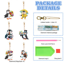 Load image into Gallery viewer, 6Pcs Acrylic Double Sided Rainy Summer Puffin Keyring Diamond Painting Keyring
