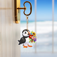 Load image into Gallery viewer, 6Pcs Acrylic Double Sided Rainy Summer Puffin Keyring Diamond Painting Keyring
