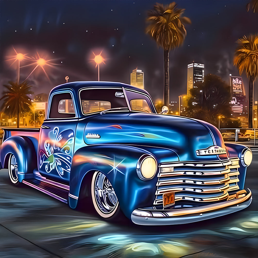 Diamond Painting - Full Round - Blue classic car (40*40CM)