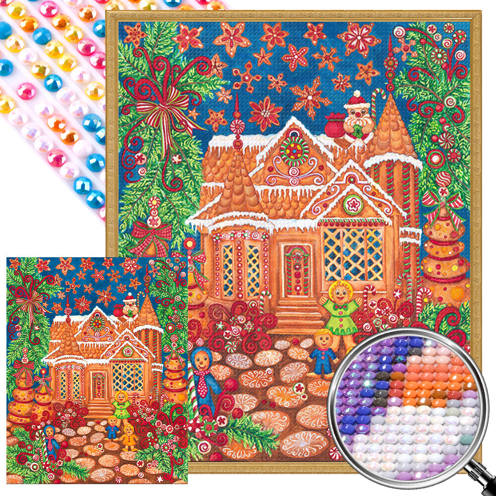 AB Diamond Painting - Full Round - gingerbread man hut (40*50CM)