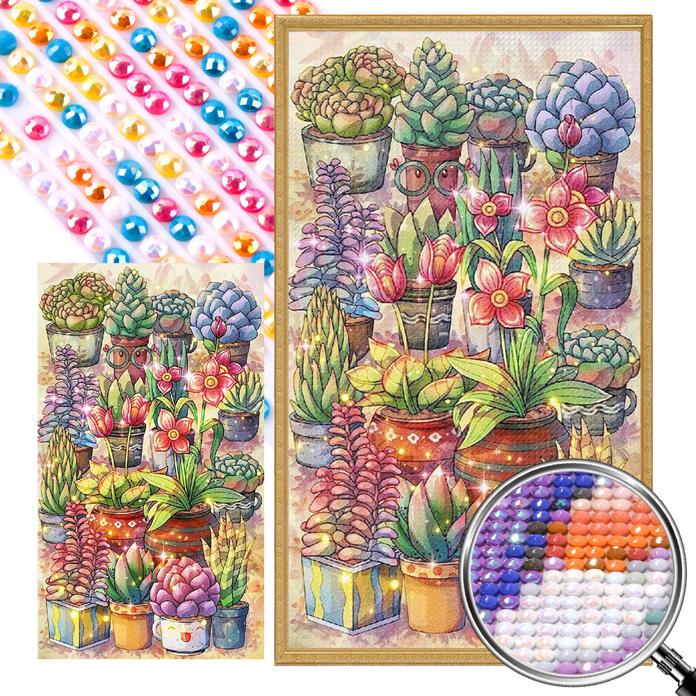 AB Diamond Painting - Full Round - Succulent potted plants (40*70CM)