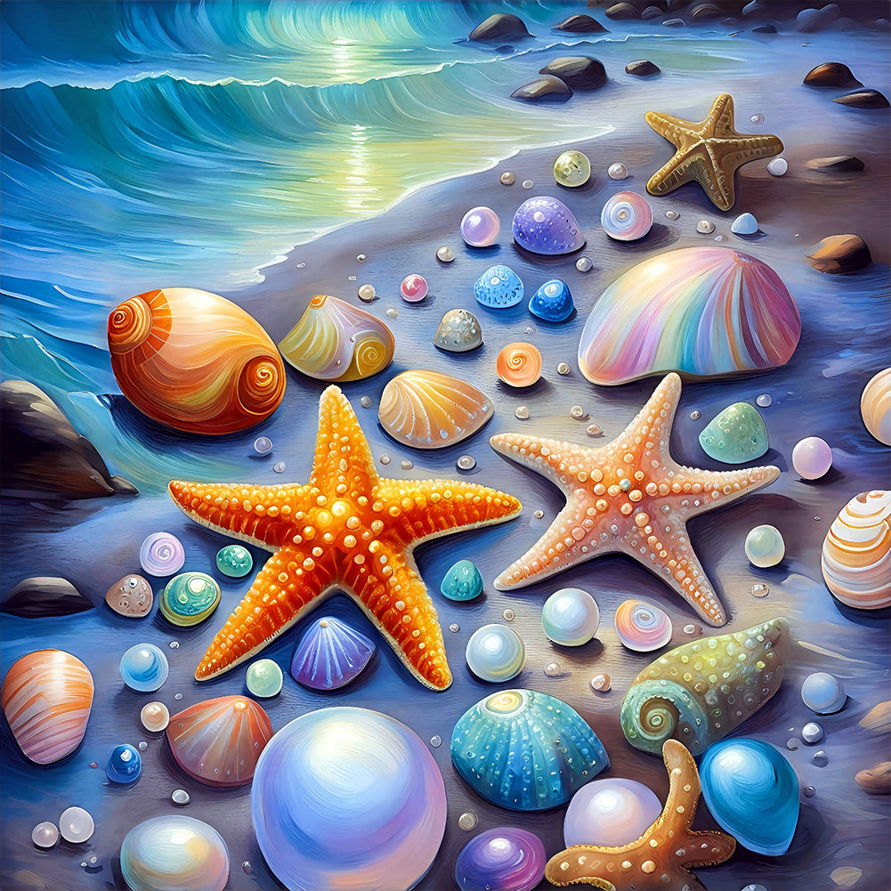 Diamond Painting - Full Round - Moonlight Beach Starfish Shells (40*40CM)