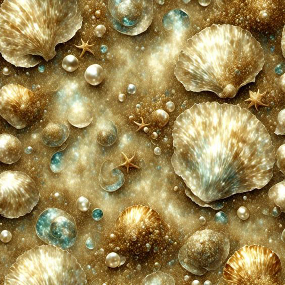 Diamond Painting - Full Round - Golden beach starfish shell (40*40CM)