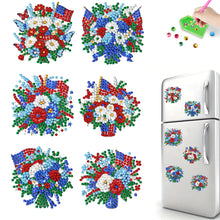 Load image into Gallery viewer, 6Pcs Independence Day Flag Tree Fridge Stickers Diamond Painting Fridge Magnet
