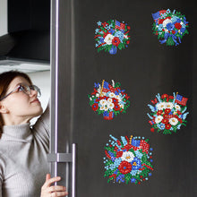 Load image into Gallery viewer, 6Pcs Independence Day Flag Tree Fridge Stickers Diamond Painting Fridge Magnet
