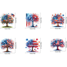 Load image into Gallery viewer, 6Pcs Independence Day Flag Tree Fridge Stickers Diamond Painting Fridge Magnet
