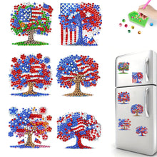 Load image into Gallery viewer, 6Pcs Independence Day Flag Tree Fridge Stickers Diamond Painting Fridge Magnet
