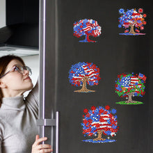 Load image into Gallery viewer, 6Pcs Independence Day Flag Tree Fridge Stickers Diamond Painting Fridge Magnet
