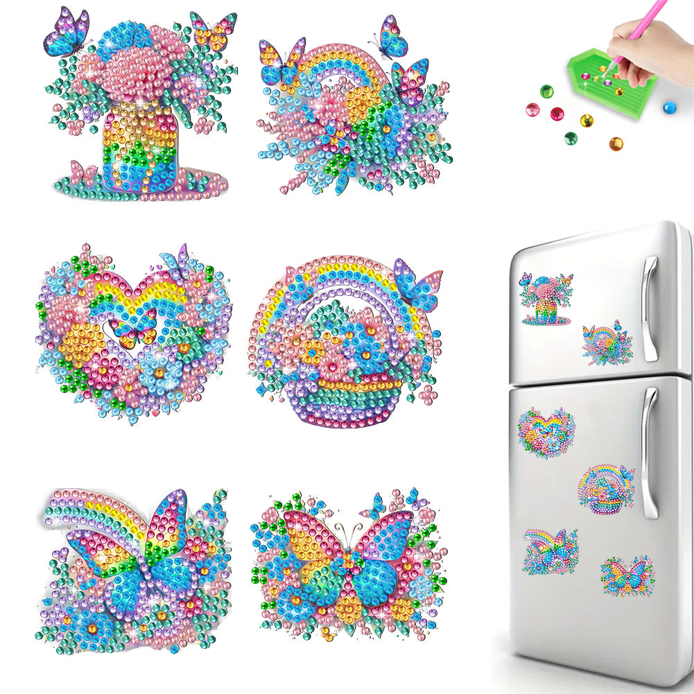6Pcs Acrylic Cartoon Animal Diamond Art Fridge Magnet Diamond Art Magnets Decals