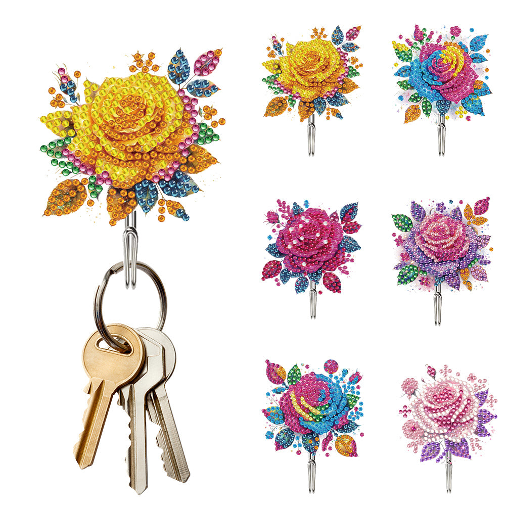 6Pcs Acrylic Animal & Flower Diamond Art Craft Wall Hooks Diamond Painting Hooks