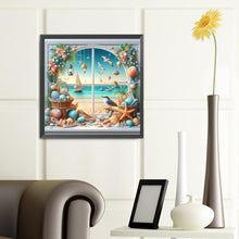 Load image into Gallery viewer, Diamond Painting - Full Round - Sea view outside the window in summer (40*40CM)
