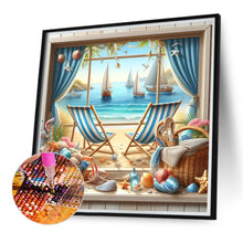 Load image into Gallery viewer, Diamond Painting - Full Round - Sea view outside the window in summer (40*40CM)

