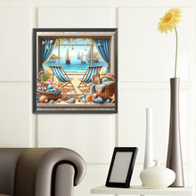 Load image into Gallery viewer, Diamond Painting - Full Round - Sea view outside the window in summer (40*40CM)
