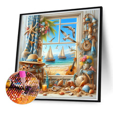 Load image into Gallery viewer, Diamond Painting - Full Round - Sea view outside the window in summer (40*40CM)
