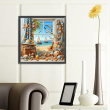 Load image into Gallery viewer, Diamond Painting - Full Round - Sea view outside the window in summer (40*40CM)
