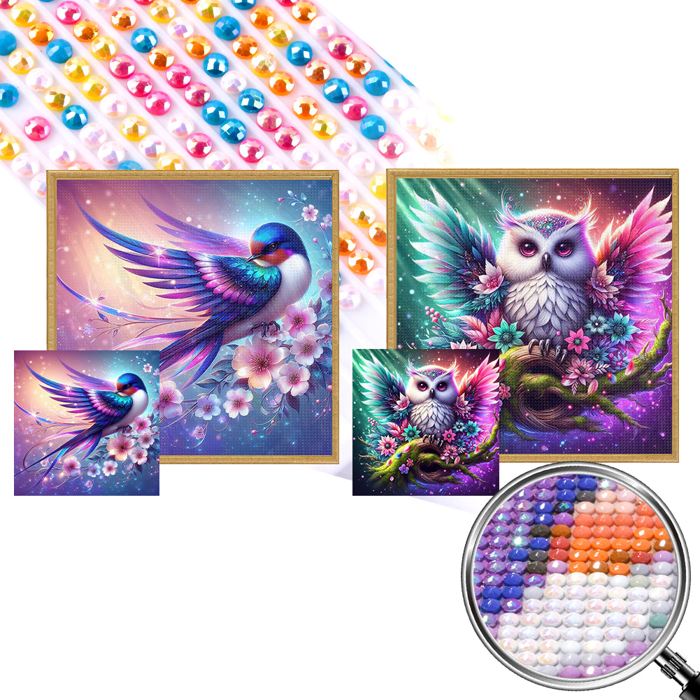 2pcs AB Diamond Painting - Full Round - swallow owl (40*40CM)