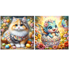 Load image into Gallery viewer, 2pcs AB Diamond Painting - Full Round - kitten dragon (40*40CM)
