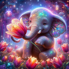 Load image into Gallery viewer, Diamond Painting - Full Round - Elephants and tulips (30*30CM)
