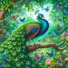 Load image into Gallery viewer, Diamond Painting - Full Round - Peacock and butterfly (30*30CM)
