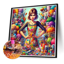 Load image into Gallery viewer, Diamond Painting - Full Round - Confident painting girl (40*40CM)

