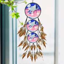 Load image into Gallery viewer, Wolf Feather Wind Chime 5D DIY Diamond Painting Dots Pendant for Home Wall Decor
