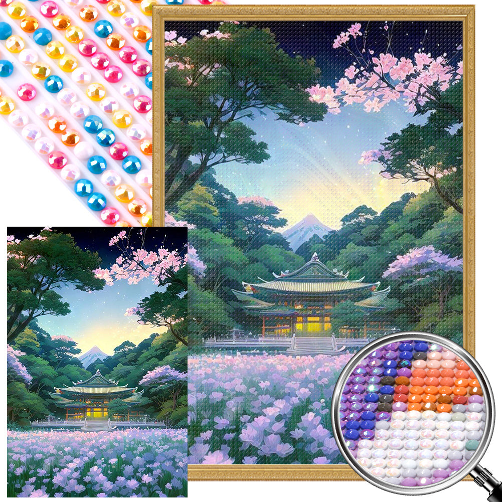 AB Diamond Painting - Full Round - A hut in a sea of flowers (40*60CM)