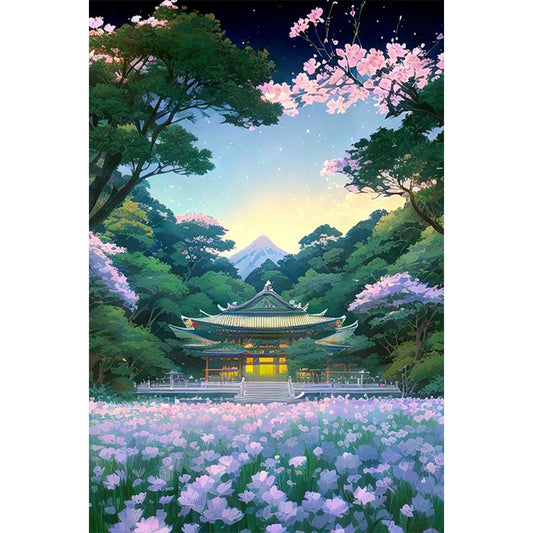 AB Diamond Painting - Full Round - A hut in a sea of flowers (40*60CM)