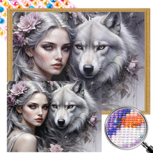 Load image into Gallery viewer, AB Diamond Painting - Full Round - Wolf and girl (60*45CM)
