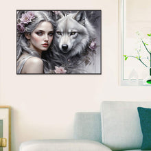 Load image into Gallery viewer, AB Diamond Painting - Full Round - Wolf and girl (60*45CM)
