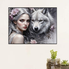 Load image into Gallery viewer, AB Diamond Painting - Full Round - Wolf and girl (60*45CM)
