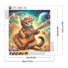 Load image into Gallery viewer, Diamond Painting - Partial Special Shaped - Funny cat playing guitar (30*30CM)
