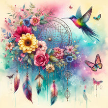 Load image into Gallery viewer, 2pcs AB Diamond Painting - Full Round - Butterfly Hummingbird Dream Catcher (40*40CM)
