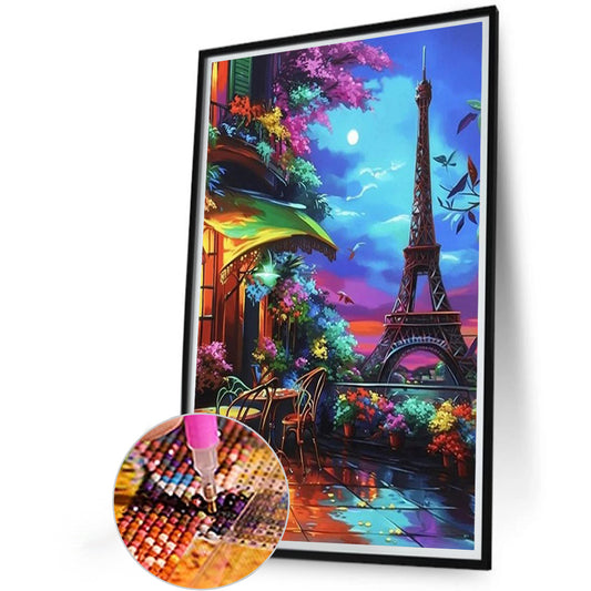 Diamond Painting - Full Round - Night view under the Eiffel Tower (40*60CM)