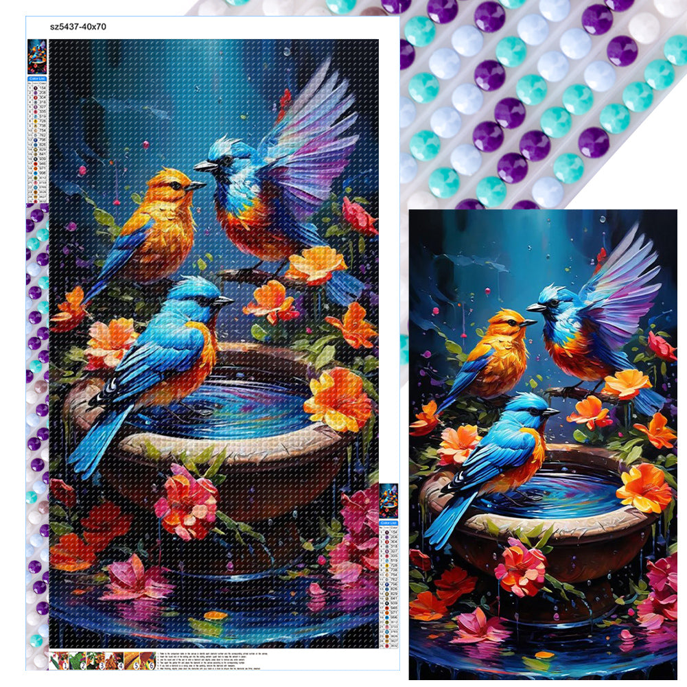 Diamond Painting - Full Round - Birds in the flowerbed (40*70CM)