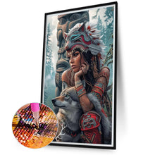 Load image into Gallery viewer, Diamond Painting - Full Round - Indian woman and wolf (40*70CM)
