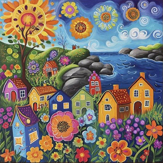 Diamond Painting - Full Round - Colorful house (40*40CM)