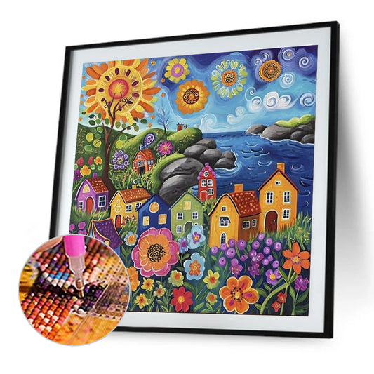 Diamond Painting - Full Round - Colorful house (40*40CM)