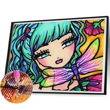Load image into Gallery viewer, AB Diamond Painting - Full Round - Beautiful girl and dragonfly (50*40CM)
