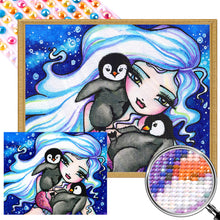 Load image into Gallery viewer, AB Diamond Painting - Full Round - Snow girl and little penguin (50*40CM)
