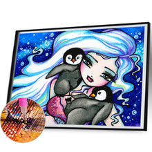 Load image into Gallery viewer, AB Diamond Painting - Full Round - Snow girl and little penguin (50*40CM)
