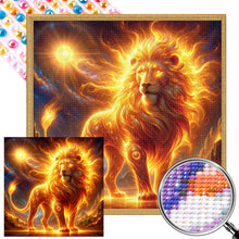 Load image into Gallery viewer, AB Diamond Painting - Full Round - Crossing the Flame Lion (30*30CM)
