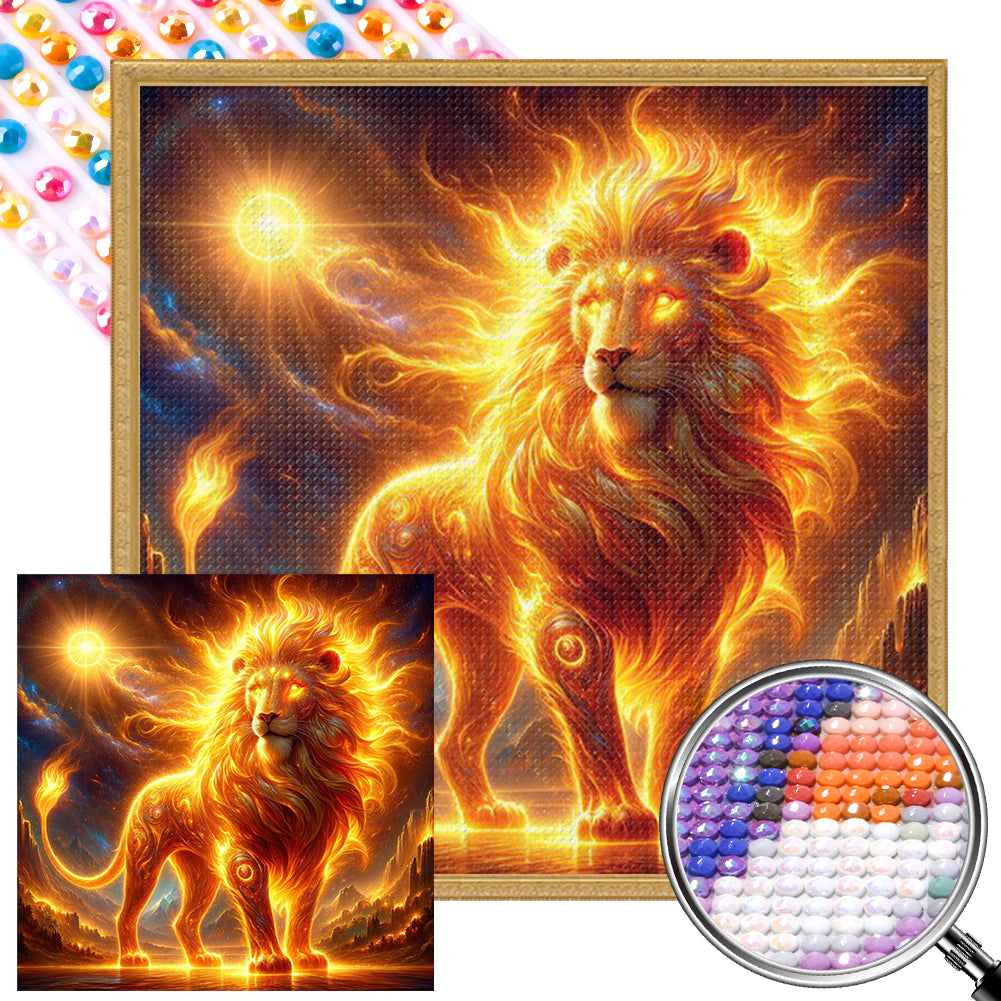AB Diamond Painting - Full Round - Crossing the Flame Lion (30*30CM)