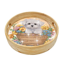 Load image into Gallery viewer, Wooden Cartoon Round Diamond Decorative Serving Tray for Desk Coffee Table
