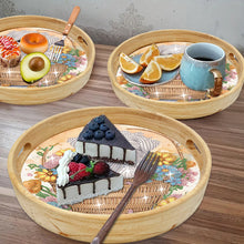 Load image into Gallery viewer, Wooden Cartoon Round Diamond Decorative Serving Tray for Desk Coffee Table
