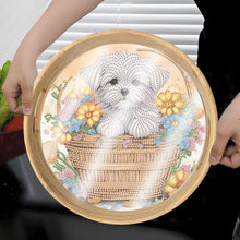 Load image into Gallery viewer, Wooden Cartoon Round Diamond Decorative Serving Tray for Desk Coffee Table
